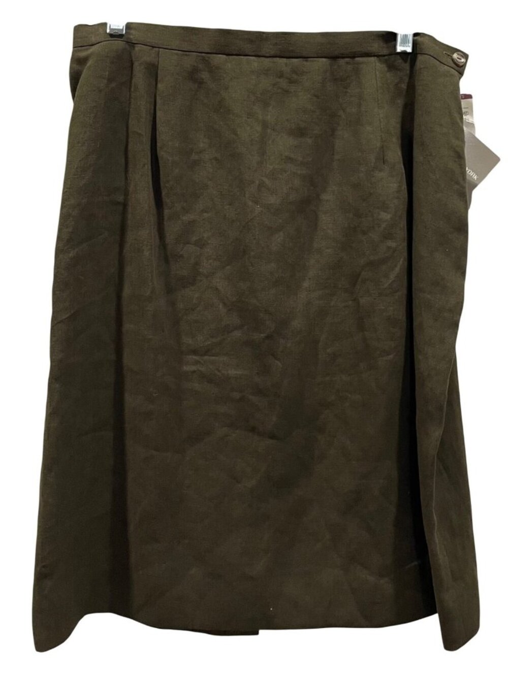 Vintage 90s Jones New York Linen Pencil Skirt 14 Olive USA Academia Old Money